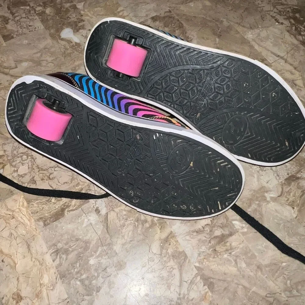 Heelys PRO 20 PRINTS BLACK RAINBOW Zebra Print Skate Rolling Shoe Women 5 YTH 4